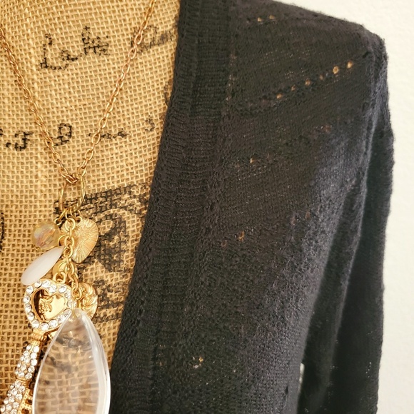 Black knit lightweight cardigan office casual travel large - Picture 2 of 7
